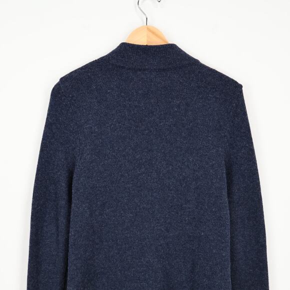 LL Bean Women's 100% Lambs Wool Full Zip Sweater Jacket Blue Size Medium - Picture 6 of 6